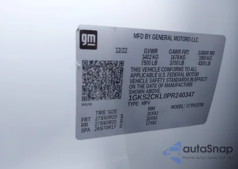 2023 GMC Yukon 4Wd At4 from USA, damaged, VIN 1GKS2CKL0PR240347